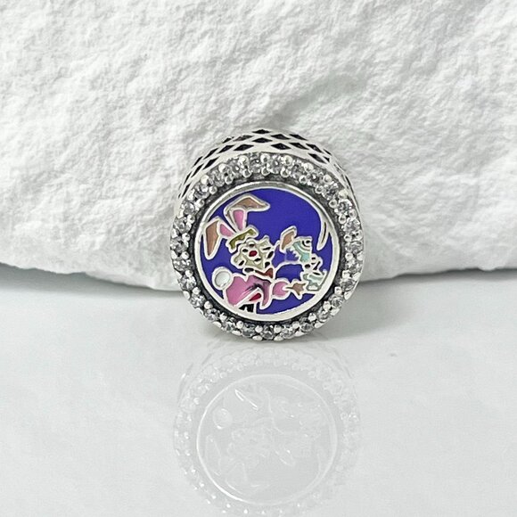 Pandora White Rabbit March Hare Bunny Easter Bead Charm S925 Silver Charm - Picture 2 of 3